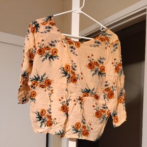 BONGO Peach Floral Women's Blouse